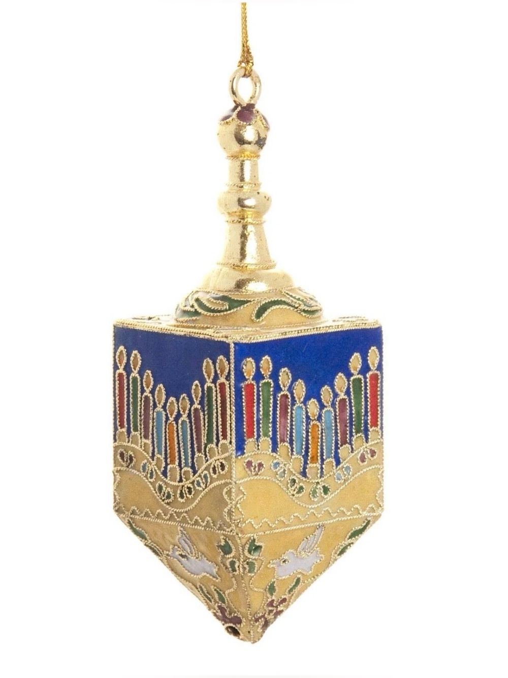 Vintage Estate Handmade Cloisonné Dreidel Ornament Hanukkah Christmas NEVER USED